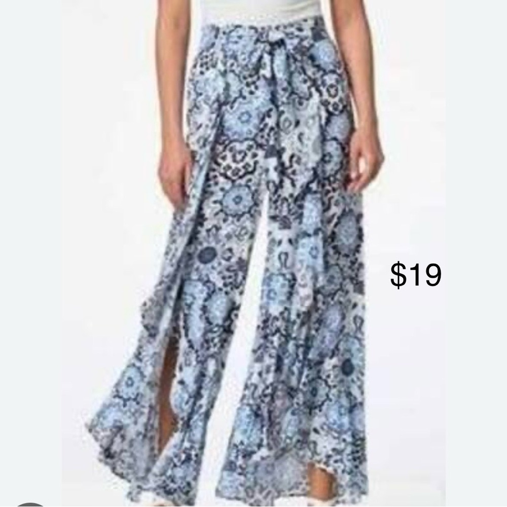 Cato Blue and White Wide Leg Pants